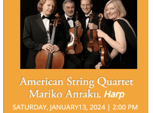 Coastal Concerts presents American String Quartet and Mariko Anrakuat at Bethel United Methodist Church